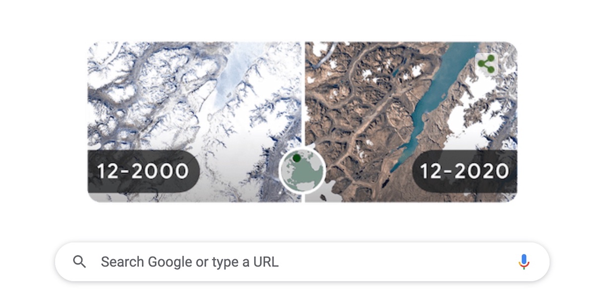 Google Earth Day April 22nd doodle shows impact of climate change