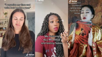 Victoria Aveyard, Ayana Gray, and Xiran Zhao TikTok screencaps. Image: screencaps.