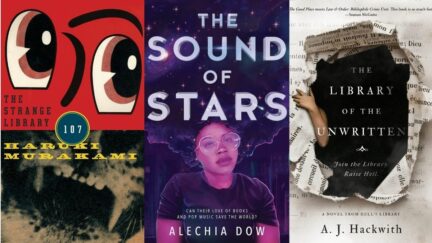 Three SFF books about libraries and librarians. Image: Knopf Publishing Group, Inkyard Press, and Ace Books.)
