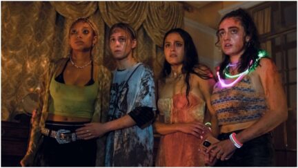 Amandla Stenberg, Maria Bakalova, Chase Sui Wonders, and Rachel Sennott in 'Bodies, Bodies, Bodies'