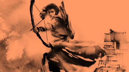 Rin on the Poppy Wars cover. I changed background color a bit. (Image: Jung Shan Chang and Harper Voyager.)