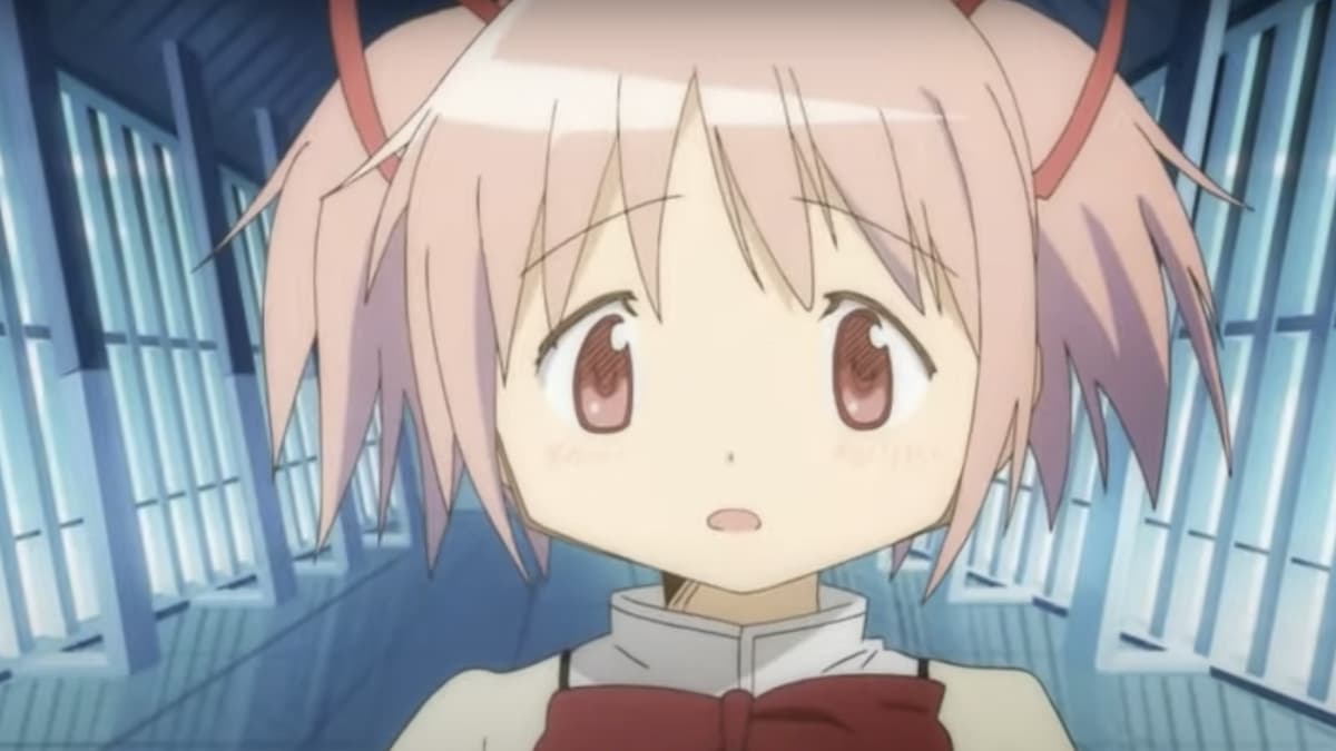 Screenshot of Madoka from Puella Magi Madoka Magica
