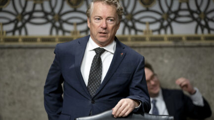 Rand Paul looks testy inside the Captiol building