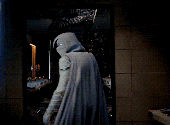 Moon Knight turns and walks towards the camera on Marvel's 'Moon Knight.'