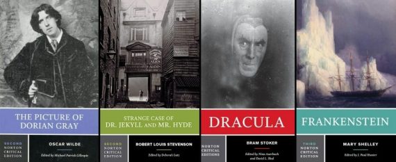 Four Norton Edition Classics of Mary Shelley, Oscar Wilde, Louis Stevenson, and Bram Stoker's work. Image: Norton Edition Classic. 