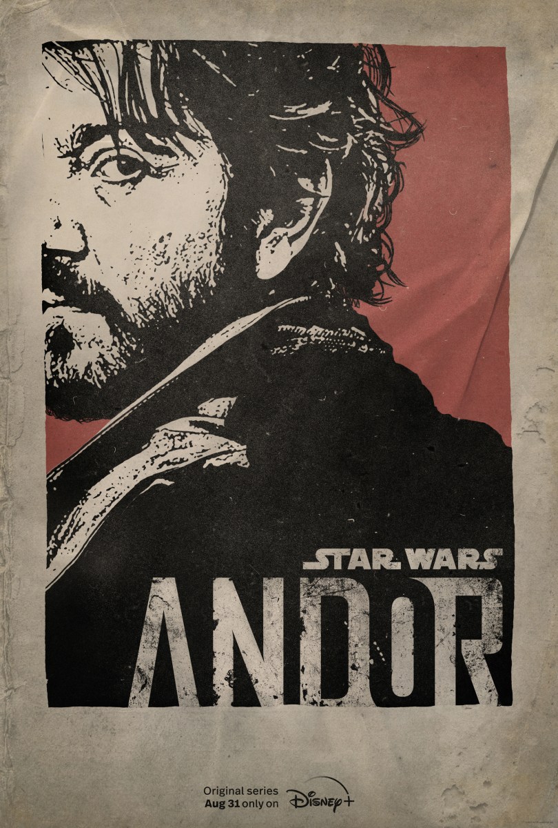 Key art for the Disney+ series 'Andor' showing Diego Luna's character Cassian Andor