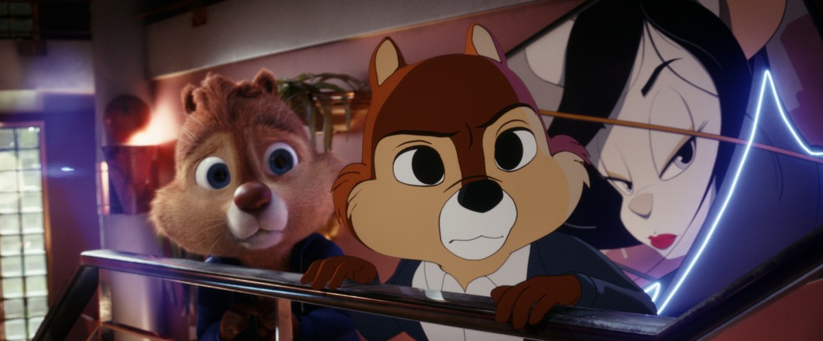 (L-R): Dale (voiced by Andy Samberg) and Chip (voiced by John Mulaney) in Disney's live-action CHIP 'N DALE: RESCUE RANGERS.