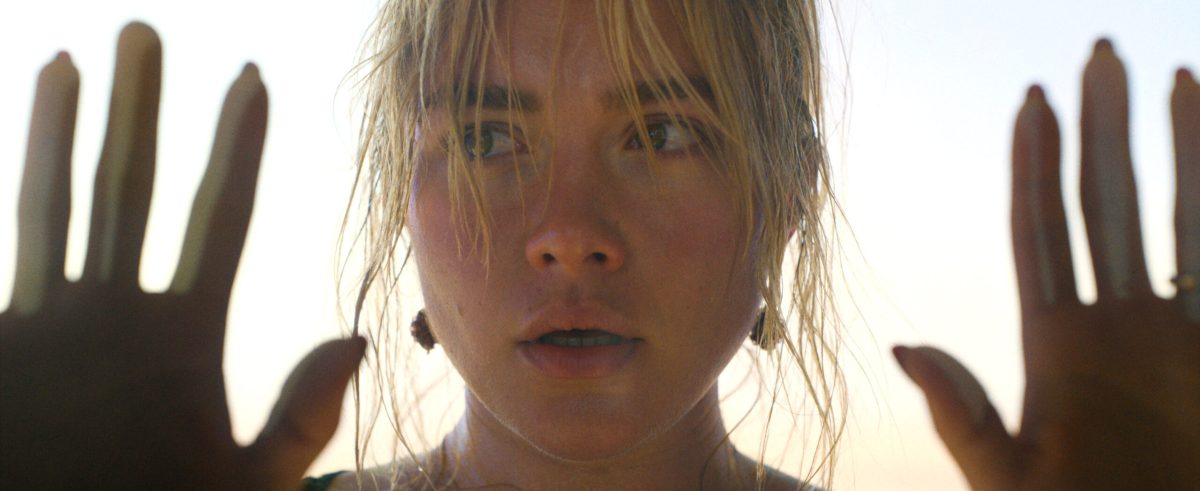 Florence Pugh looking terrified in Don't Worry Darling