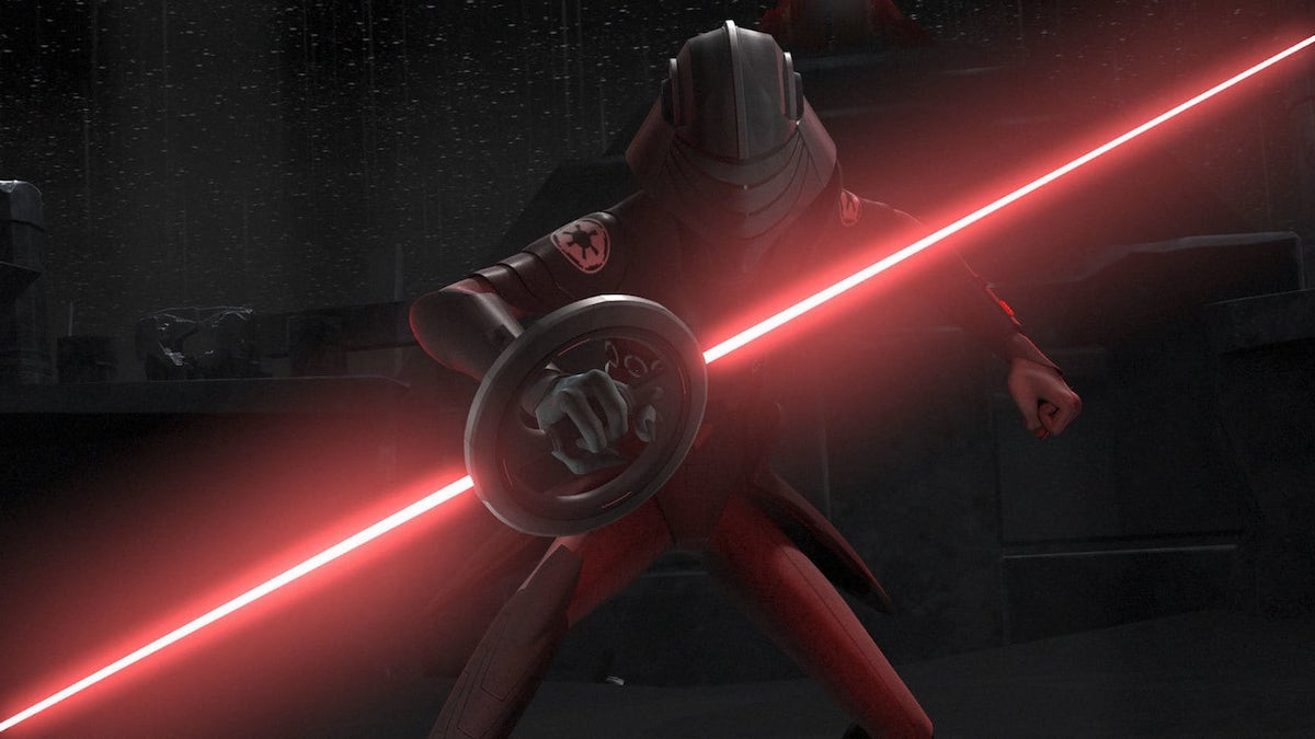 Eighth Brother wielding a lightsaber in a scene from Star Wars Rebels