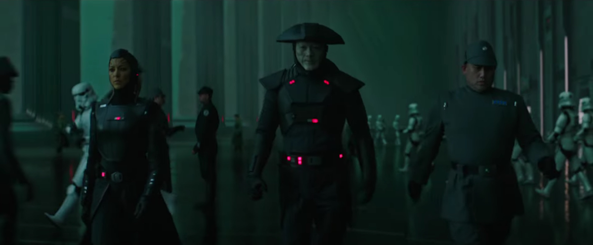 Fourth Sister, Fifth Brother, and Imperial Officer marching together in Obi-Wan Kenobi