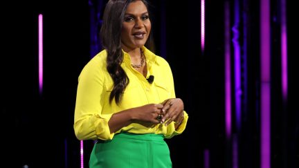 Mindy Kaling, Sex Lives of College Girls on HBO Max speaks onstage during the Warner Bros. Discovery Upfront 2022 show.