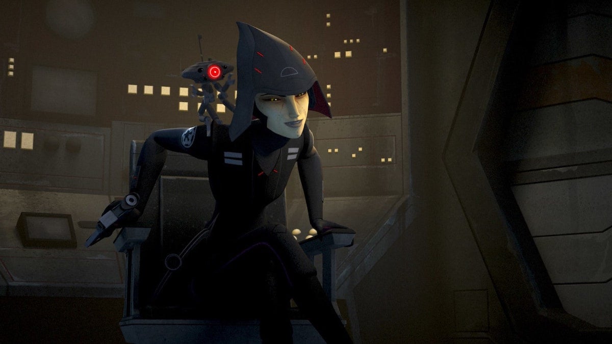 Seventh Sister sitting in a commander's chair in a scene from Star Wars Rebels