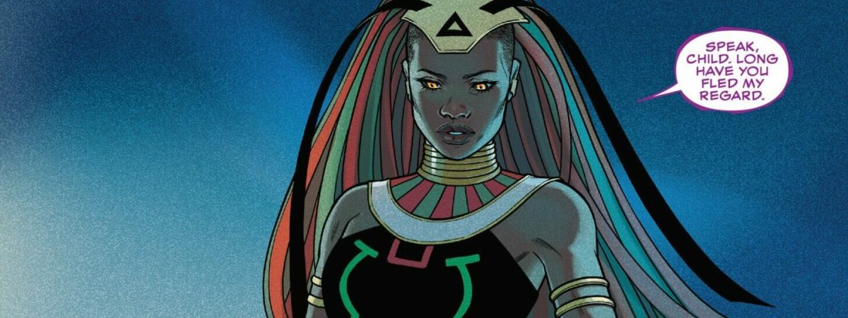 Bast speaking to her current champion/avatar. Image: Marvel Comics. 