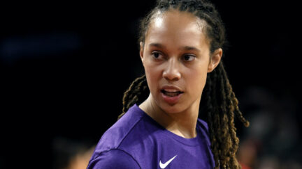 Brittney Griner's face during warm-ups before a basketball game
