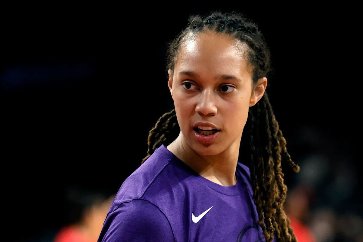 Brittney Griner's face during warm-ups before a basketball game