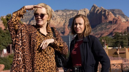 Jean Smart as Deborah Vance and Hannah Einbinder as Ava in Hacks, standing in the desert.