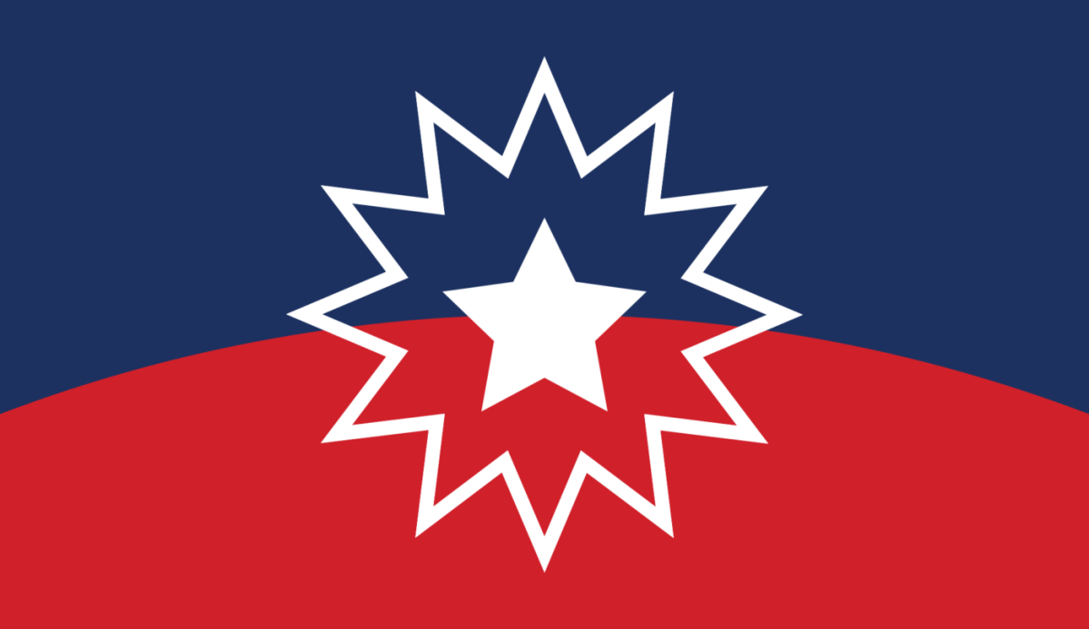 Juneteenth with curved horizon line and a bursting white star. Image: Creative commons.