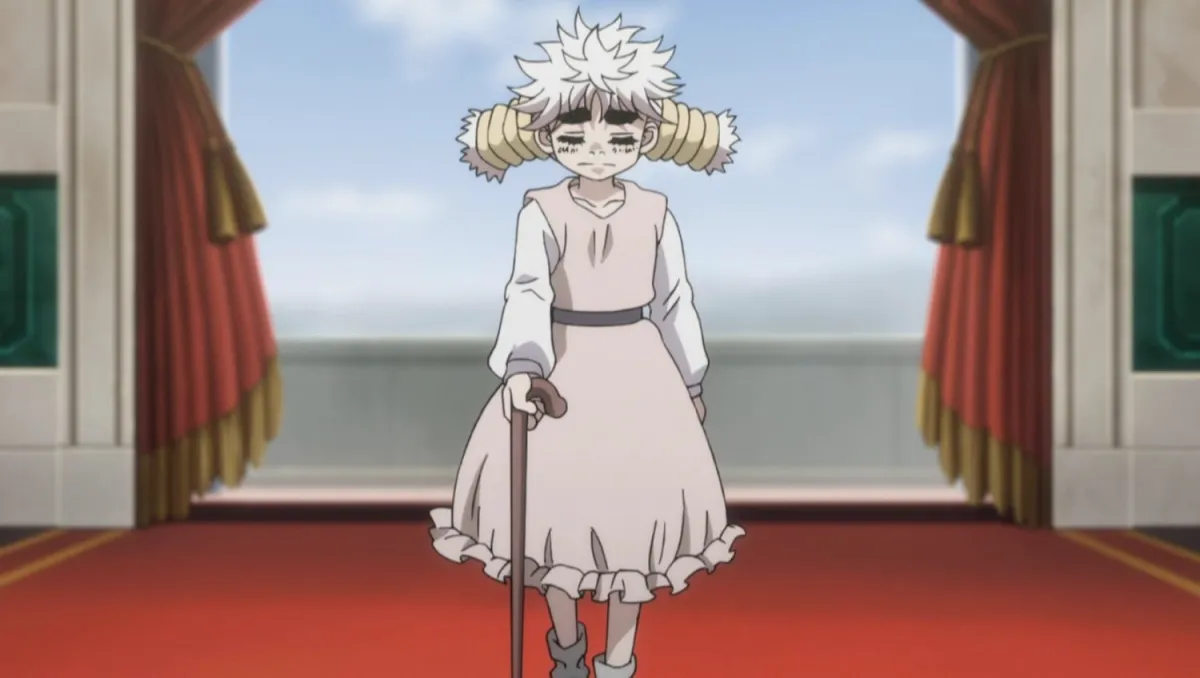 Komugi with her cane in Hunter x Hunter (2011)