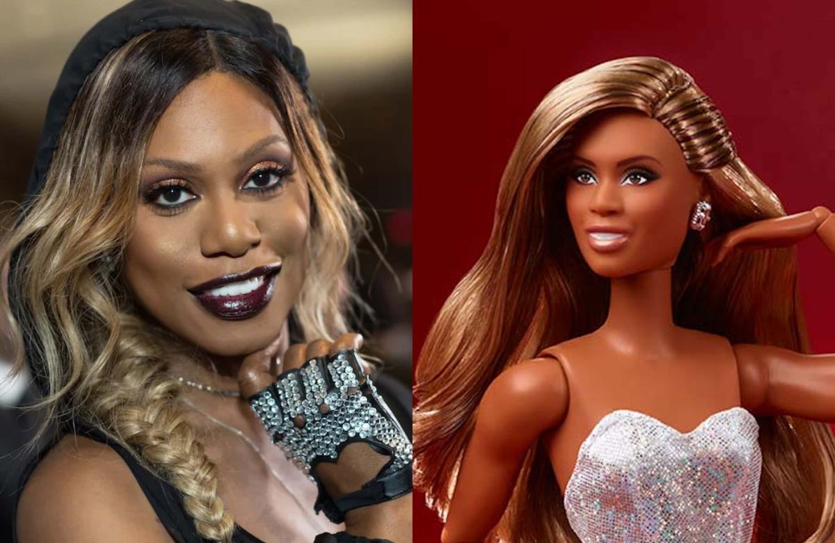 Laverne Cox press photo next to Laverne Cox Barbia product image.