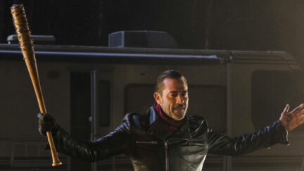 Negan from The Walking Dead holding lucille