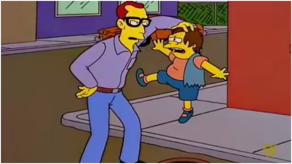 Nelson gets a taste of his own medicine in the classic 'The Simpsons' episode "22 Short Films About Springfield".