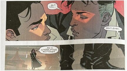 Bruce and Anton almost kiss in Batman: The Knight #5.