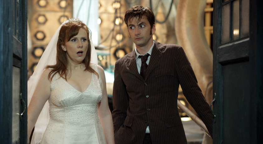 The Doctor and Donna in the TARDIS in The Runaway Bride.
