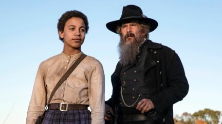 Little Onion (Joshua Caleb Johnson) and John Brown (Ethan Hawke) in Showtime's Good Lord Bird adaptation. Image: Showtime.