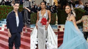 Riz Ahmed, Quannah Chasinghorse, and Gabrielle Union at the 2022 Met Gala. Image: Dimitrios Kambouris, Jamie McCarthy, Mike Coppola, and Getty Images.