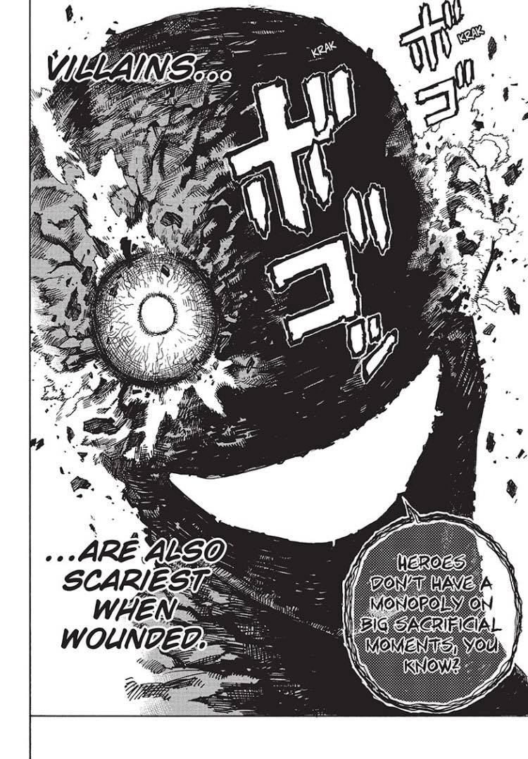 All for one talking about villains being scary when wounded in My Hero Academia manga.