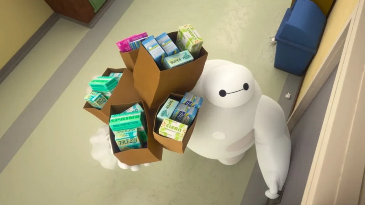 Baymax comes through with pads and tampons
