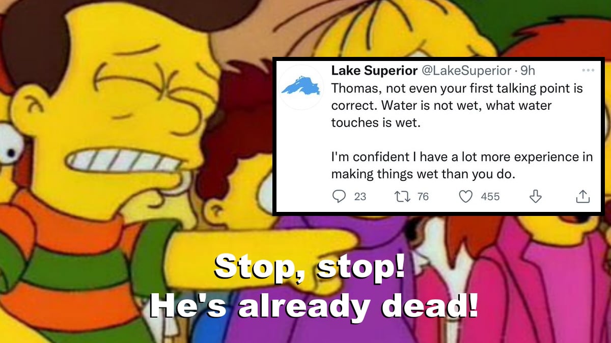 The Simpsons reacting to Lake Superior's tweet