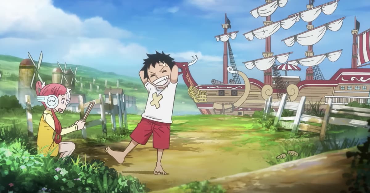 Luffy and Uta as kids from One Piece Film: Red