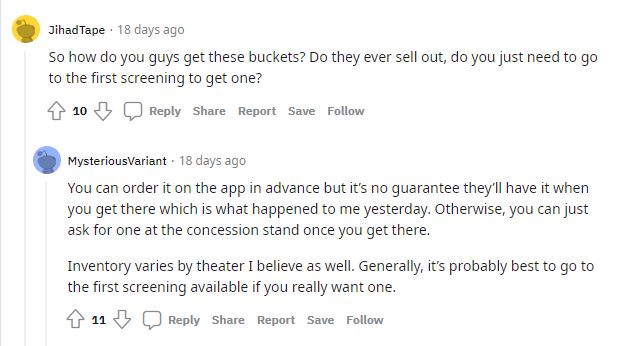 Reddit thread on how to get the Thor popcorn bucket