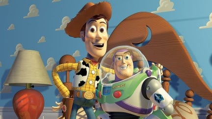 Tim Allen and Tom Hanks as Buzz and Woody in Toy Story