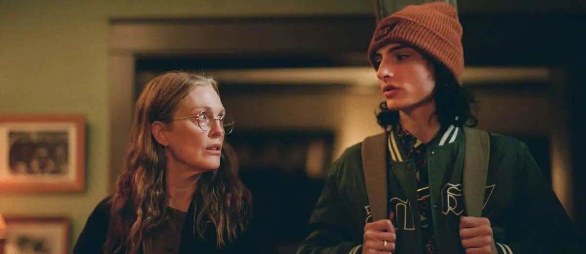 new a24 film directed by Jesse Eisenberg starring Finn Wolfhard and Julianne Moore