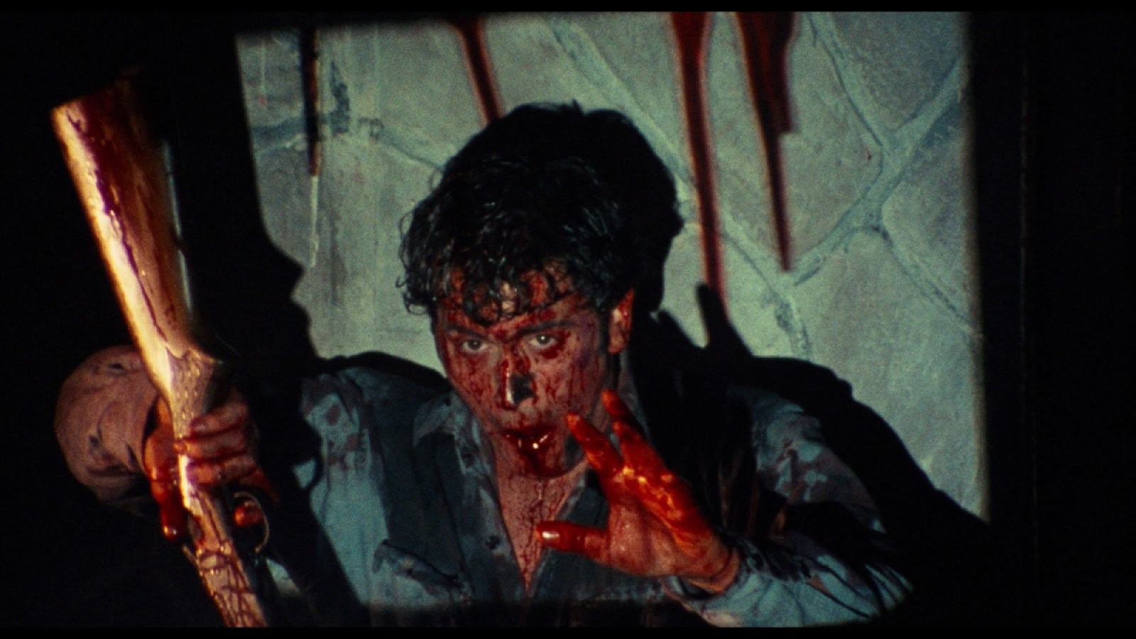Bloodied up Ash in The Evil Dead