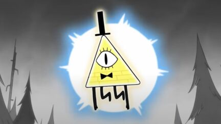 Bill Cipher making his debut in Gravity Falls