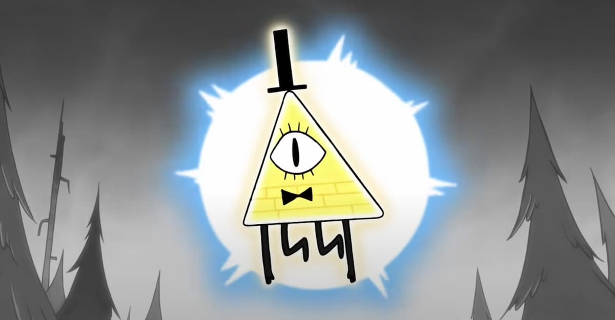 Bill Cipher making his debut in Gravity Falls