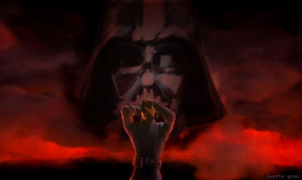 Anakin Skywalker in turmoil as he is shown his future as Darth Vader