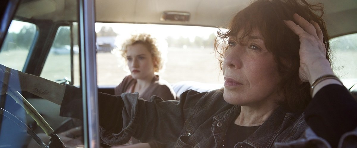 Lily Tomlin and Julia Garner as a grandmother and granddaughter on an abortion roadtrip in Grandma 2015.