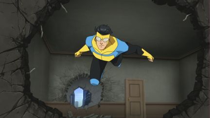 Steven Yeun playing seventeen-year-old Mark Grayson. Image: Amazon Studios.