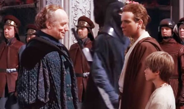 Palpatine meets young Obi-Wan Kenobi and Anakin Skywalker (aged 9)