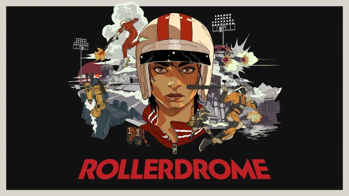 Rollerdrome game title card and art.