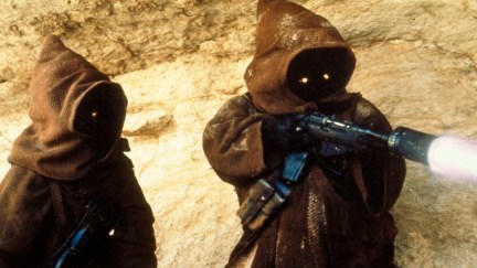 Jawas firing a blaster in Star Wars. (Disney/Lucasfilm)