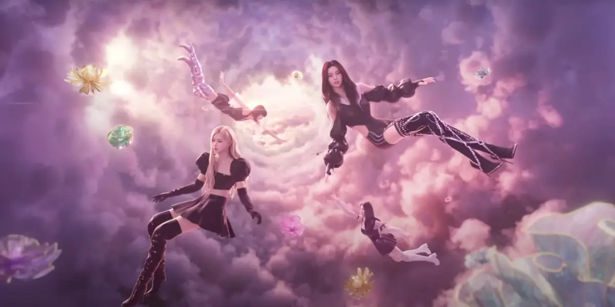 A screenshot from the most recent music video released by the K-Pop group BLACKPINK for their single "Ready For Love"