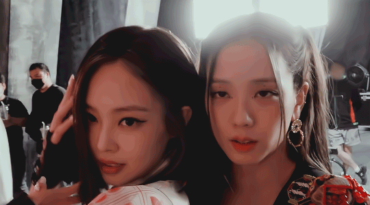 BLACKPINK's Jennie and Jisoo during the making of of their music video for How You Like That