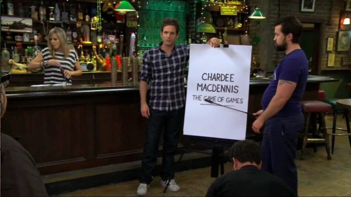 Dennis and Mac explain Chardee MacDennis with charts in the bar.