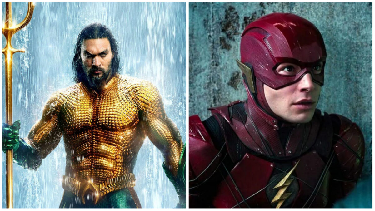 Jason Momoa as Aquaman, Ezra Miller as The Flash