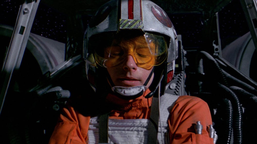 Luke Skywalker in the cockpit of his X-Wing Fighter